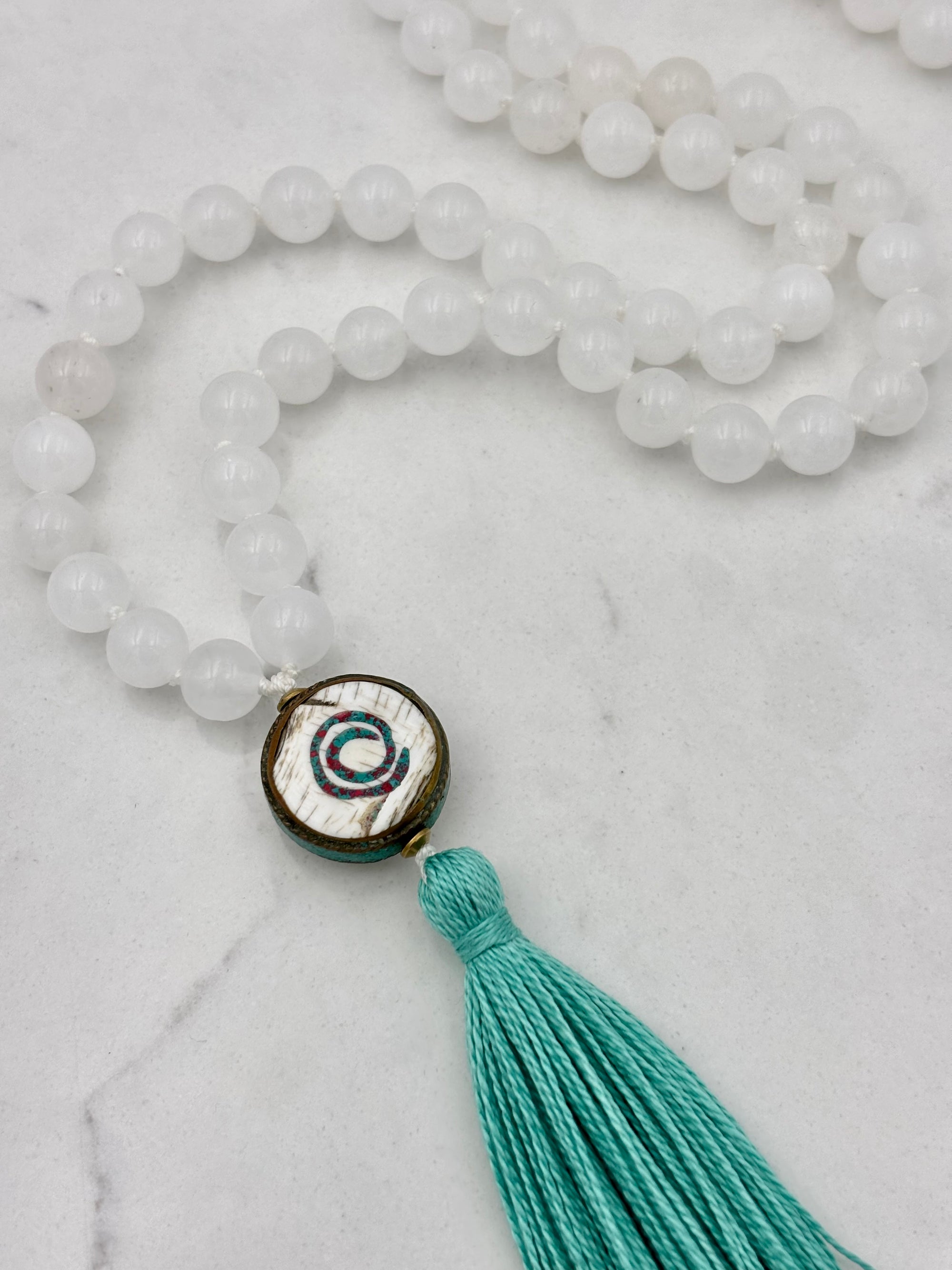 white jade gemstone mala necklace | radiant malas | handmade in boulder, colorado