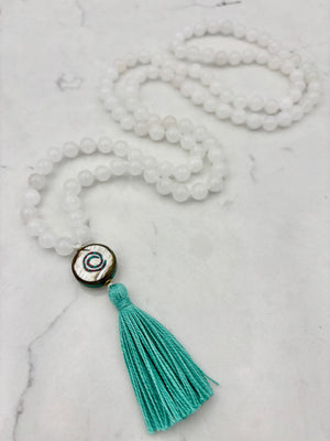 white jade gemstone mala necklace | radiant malas | handmade in boulder, colorado