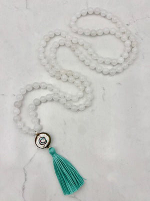 white jade gemstone mala necklace | radiant malas | handmade in boulder, colorado