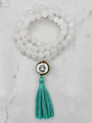 white jade gemstone mala necklace | radiant malas | handmade in boulder, colorado