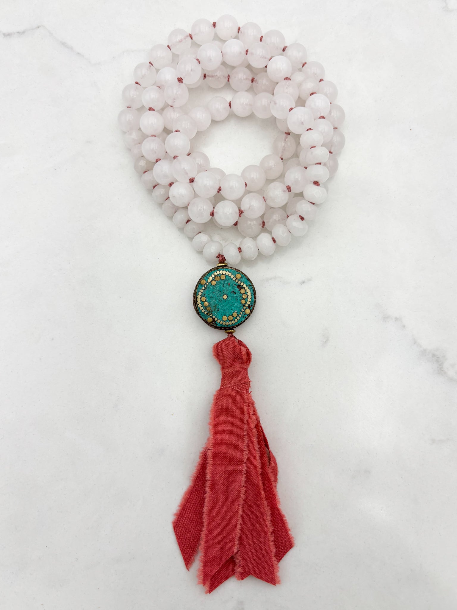 white jade gemstone mala necklace | radiant malas | handmade in boulder, colorado