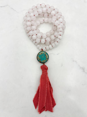 white jade gemstone mala necklace | radiant malas | handmade in boulder, colorado