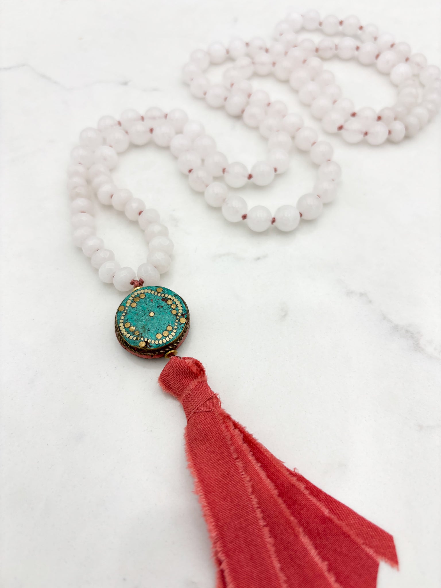 white jade gemstone mala necklace | radiant malas | handmade in boulder, colorado