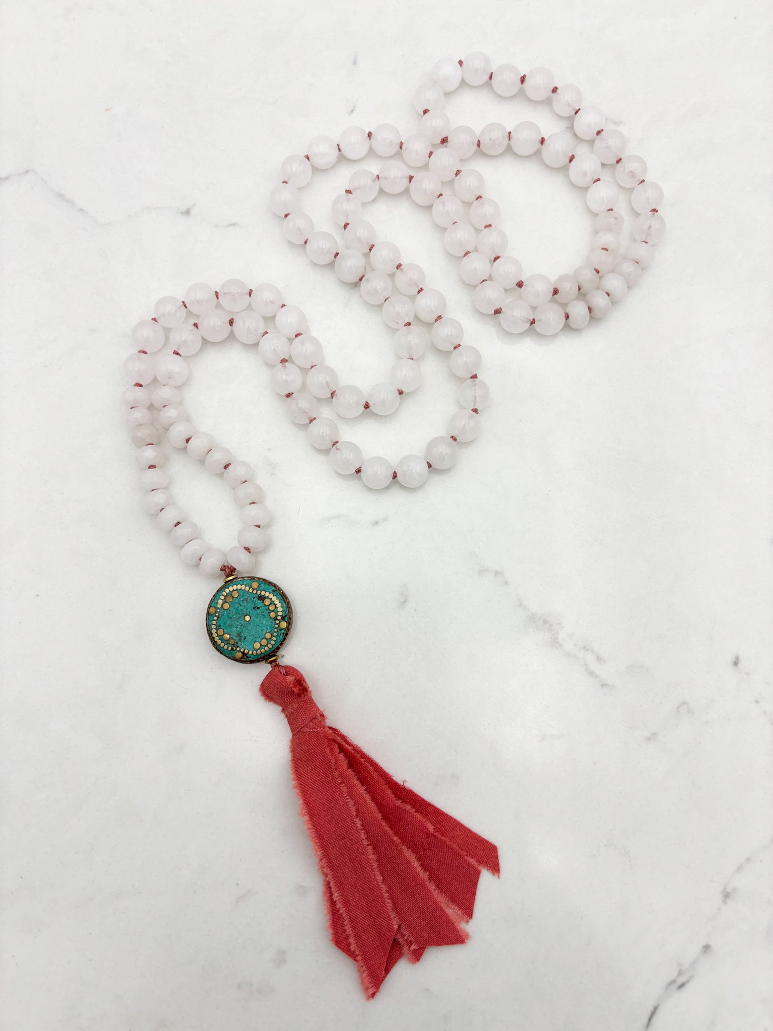 white jade gemstone mala necklace | radiant malas | handmade in boulder, colorado