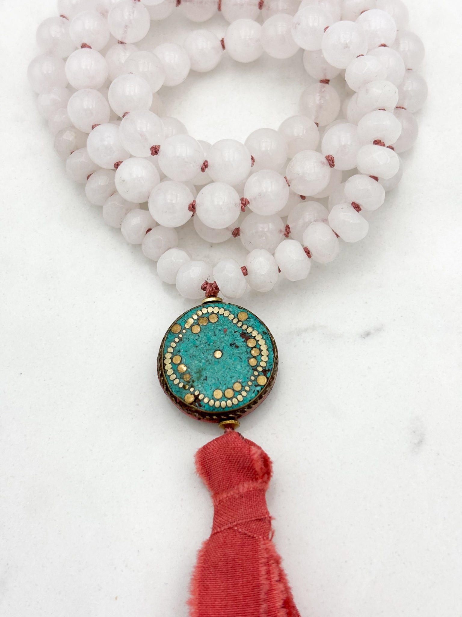 white jade gemstone mala necklace | radiant malas | handmade in boulder, colorado