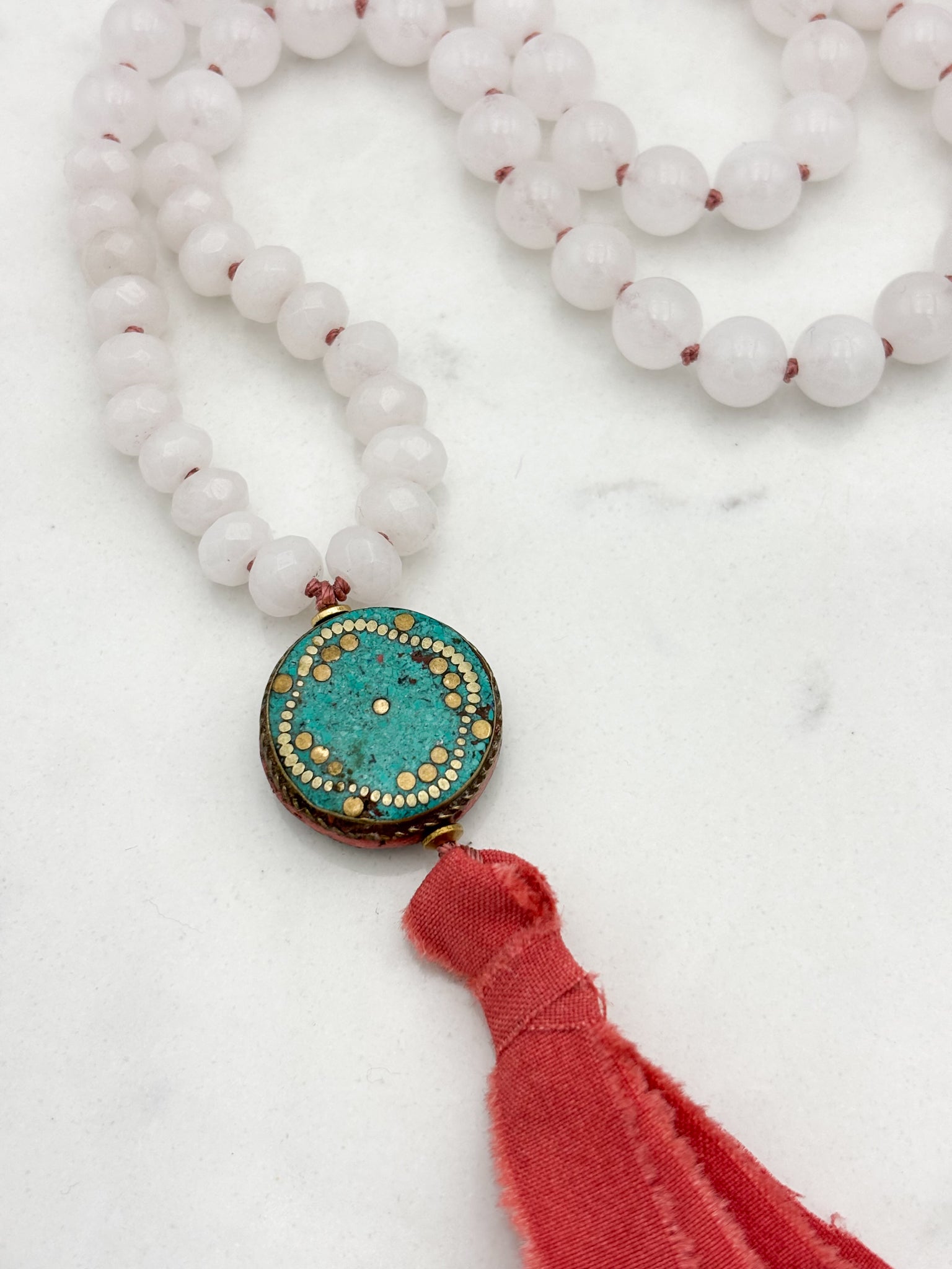 white jade gemstone mala necklace | radiant malas | handmade in boulder, colorado
