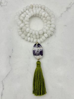 white jade gemstone mala necklace | radiant malas | handmade in boulder, colorado