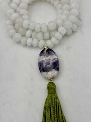 white jade gemstone mala necklace | radiant malas | handmade in boulder, colorado