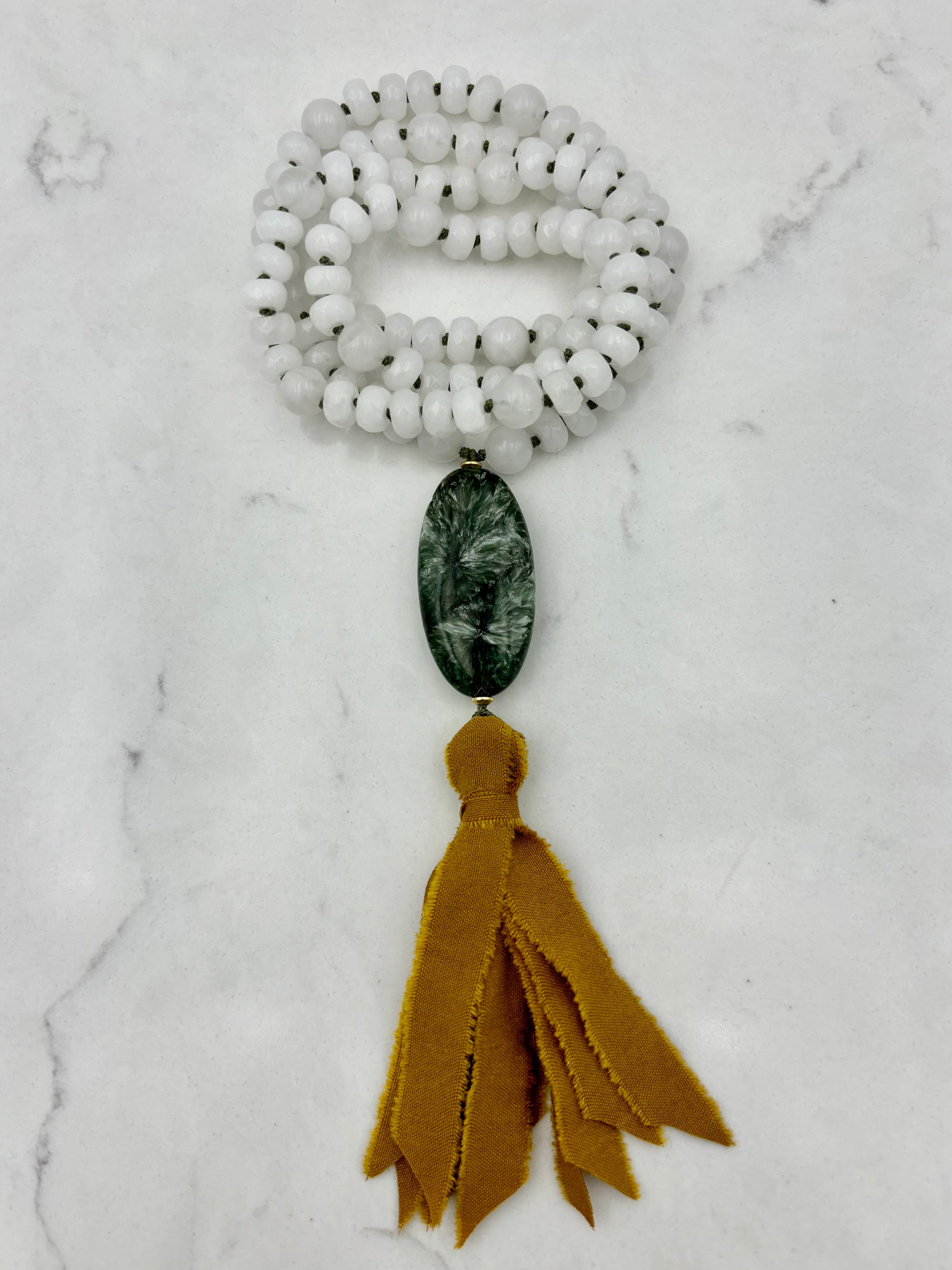 white jade gemstone mala necklace | radiant malas | handmade in boulder, colorado