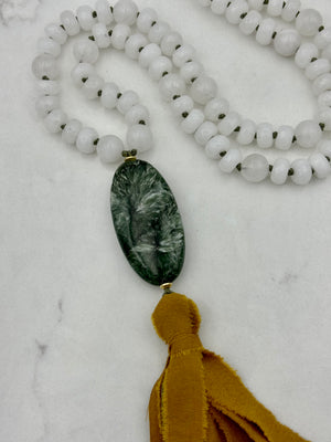 white jade gemstone mala necklace | radiant malas | handmade in boulder, colorado