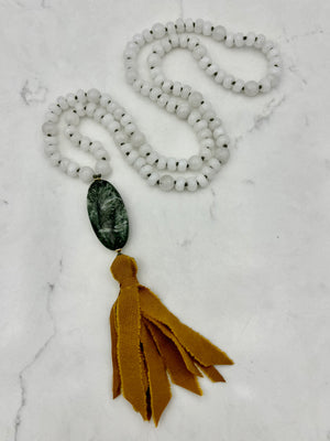 white jade gemstone mala necklace | radiant malas | handmade in boulder, colorado