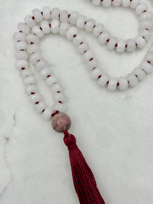 white jade gemstone mala necklace | radiant malas | handmade in boulder, colorado