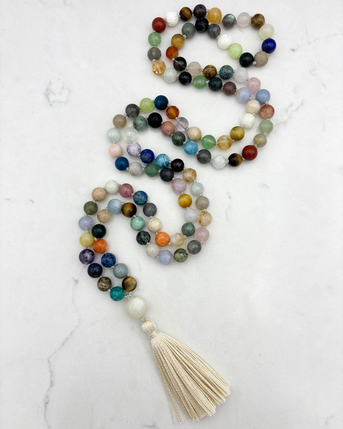 abundance mixed gemstone mala necklace with moonstone
