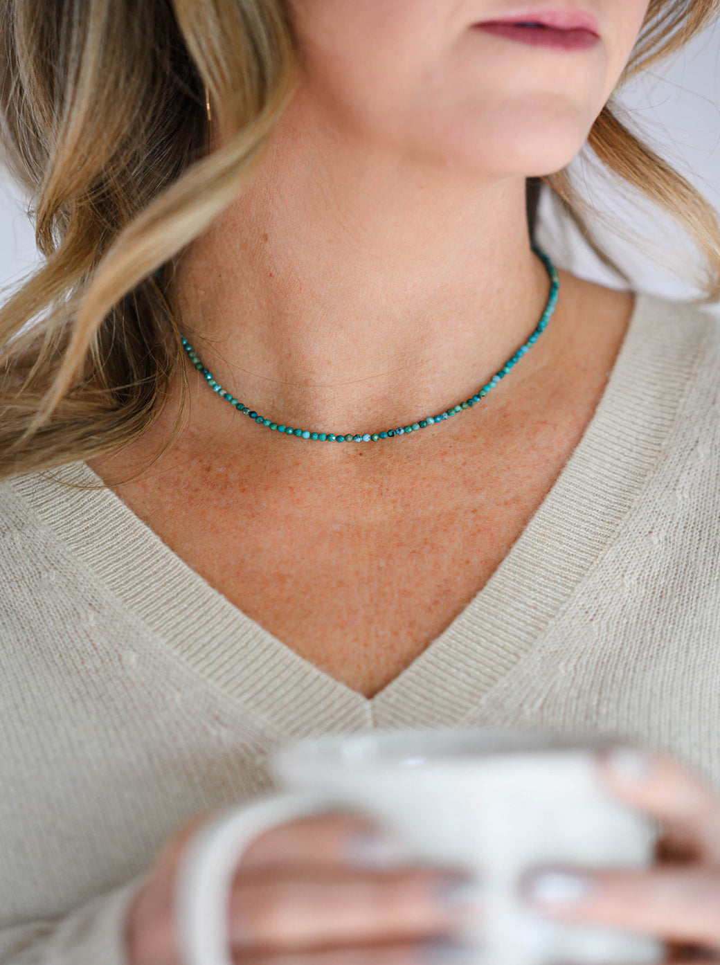 Turquoise 16" tiny intentions gemstone necklace