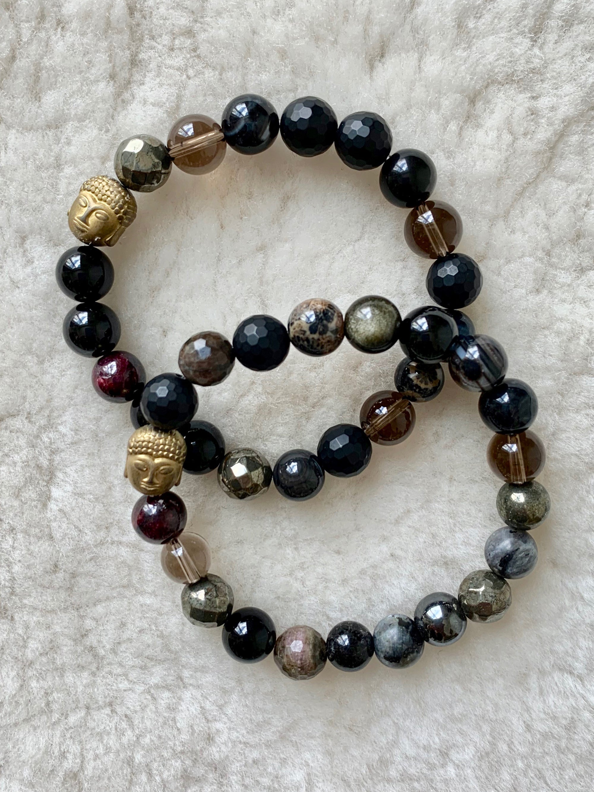 new moon black mixed gemstone mala bracelet | protection | radiant malas | handmade in Boulder Colorado