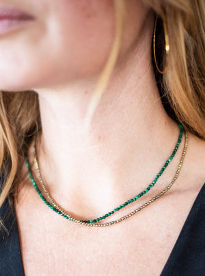 pyrite 16" tiny gemstone necklace | radiant malas | handmade in Boulder Colorado