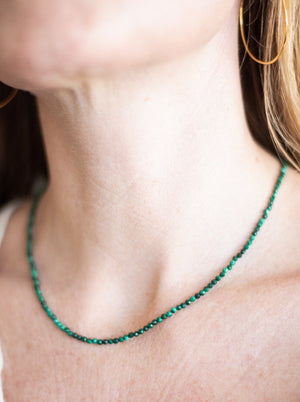 malachite 16" tiny gemstone necklace | radiant malas | handmade in boulder, colorado