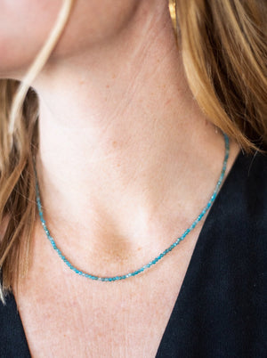 blue apatite 16" tiny gemstone necklace | radiant malas | handmade in boulder, colorado